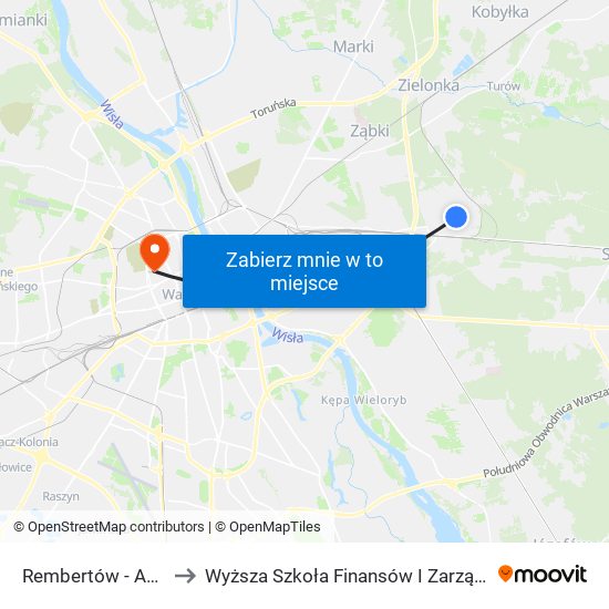 Rembertów - Akademia 01 to Wyższa Szkoła Finansów I Zarządzania W Warszawie map