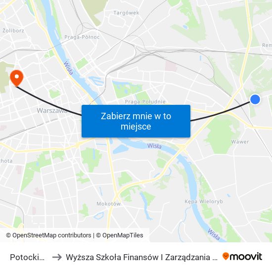 Potockich 01 to Wyższa Szkoła Finansów I Zarządzania W Warszawie map