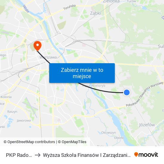 PKP Radość 08 to Wyższa Szkoła Finansów I Zarządzania W Warszawie map