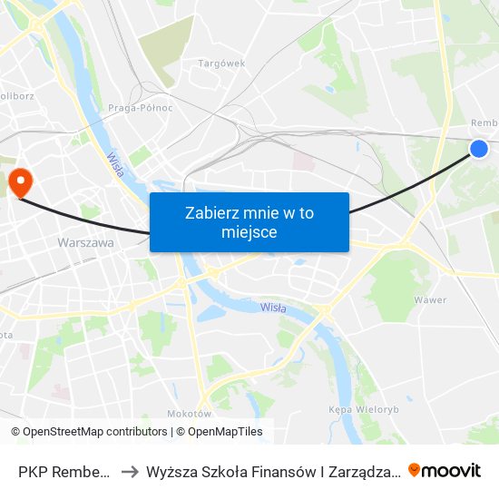 PKP Rembertów 01 to Wyższa Szkoła Finansów I Zarządzania W Warszawie map