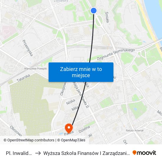 Pl. Inwalidów 02 to Wyższa Szkoła Finansów I Zarządzania W Warszawie map