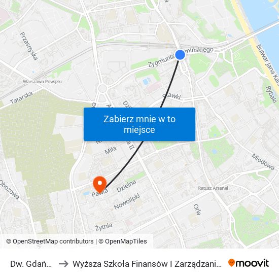 Dw. Gdański 01 to Wyższa Szkoła Finansów I Zarządzania W Warszawie map