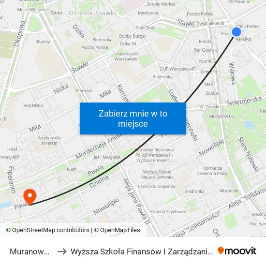 Muranowska 05 to Wyższa Szkoła Finansów I Zarządzania W Warszawie map