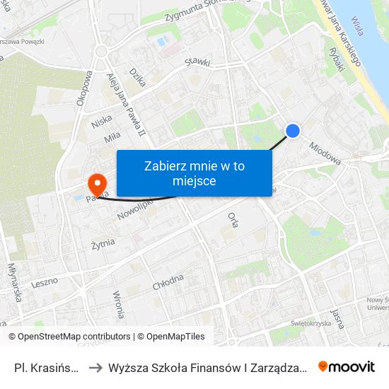 Pl. Krasińskich 01 to Wyższa Szkoła Finansów I Zarządzania W Warszawie map