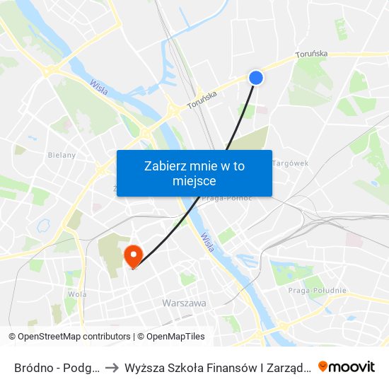 Bródno - Podgrodzie 03 to Wyższa Szkoła Finansów I Zarządzania W Warszawie map