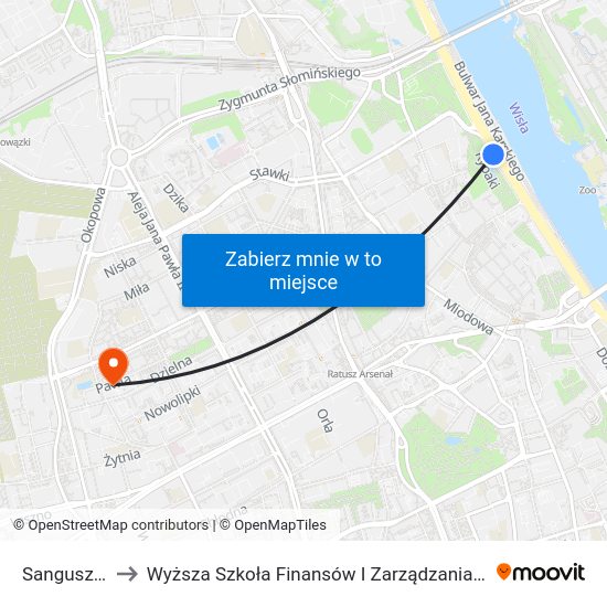 Sanguszki 01 to Wyższa Szkoła Finansów I Zarządzania W Warszawie map