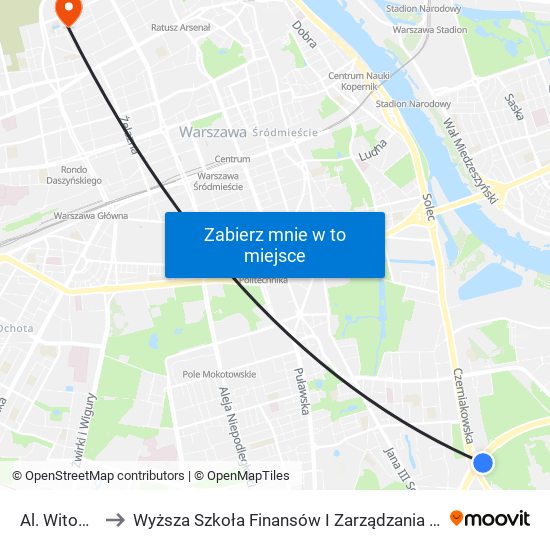 Al. Witosa 04 to Wyższa Szkoła Finansów I Zarządzania W Warszawie map