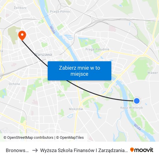 Bronowska 02 to Wyższa Szkoła Finansów I Zarządzania W Warszawie map