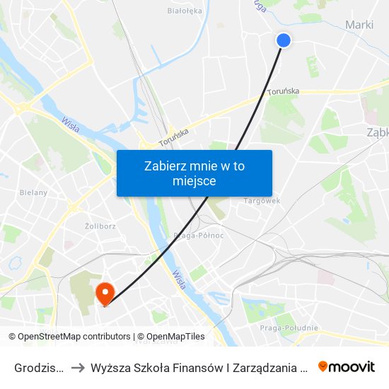 Grodzisk 02 to Wyższa Szkoła Finansów I Zarządzania W Warszawie map