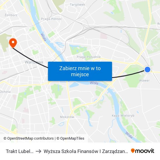 Trakt Lubelski 02 to Wyższa Szkoła Finansów I Zarządzania W Warszawie map