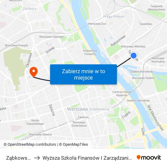 Ząbkowska 01 to Wyższa Szkoła Finansów I Zarządzania W Warszawie map