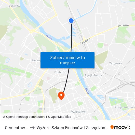 Cementownia to Wyższa Szkoła Finansów I Zarządzania W Warszawie map