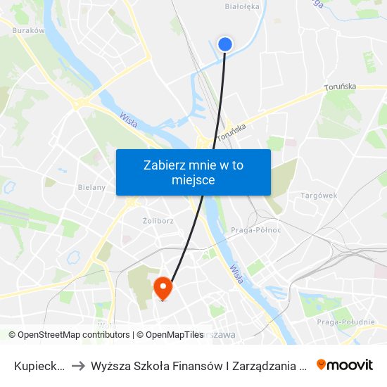 Kupiecka 01 to Wyższa Szkoła Finansów I Zarządzania W Warszawie map