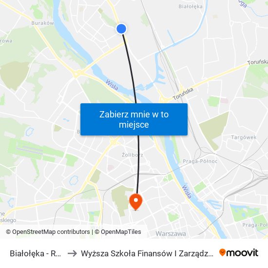 Białołęka - Ratusz 02 to Wyższa Szkoła Finansów I Zarządzania W Warszawie map