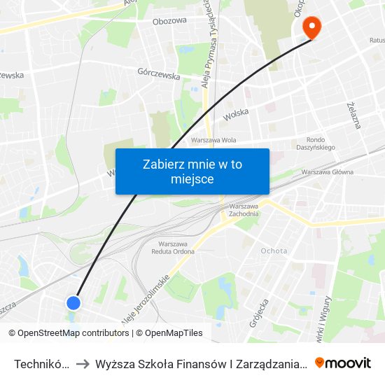 Techników 01 to Wyższa Szkoła Finansów I Zarządzania W Warszawie map