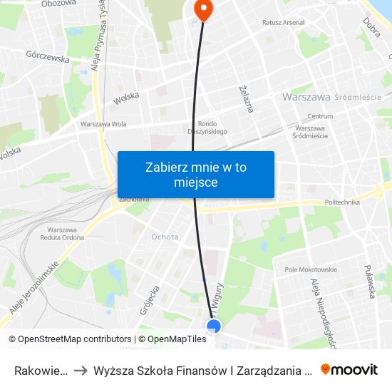 Rakowiec 02 to Wyższa Szkoła Finansów I Zarządzania W Warszawie map