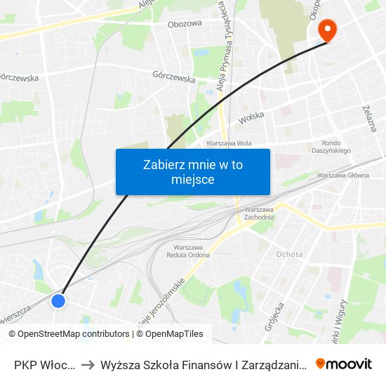 PKP Włochy 02 to Wyższa Szkoła Finansów I Zarządzania W Warszawie map