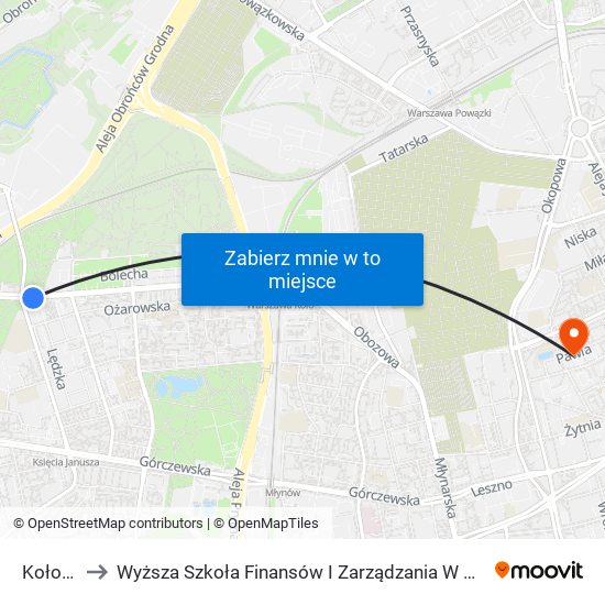 Koło 04 to Wyższa Szkoła Finansów I Zarządzania W Warszawie map