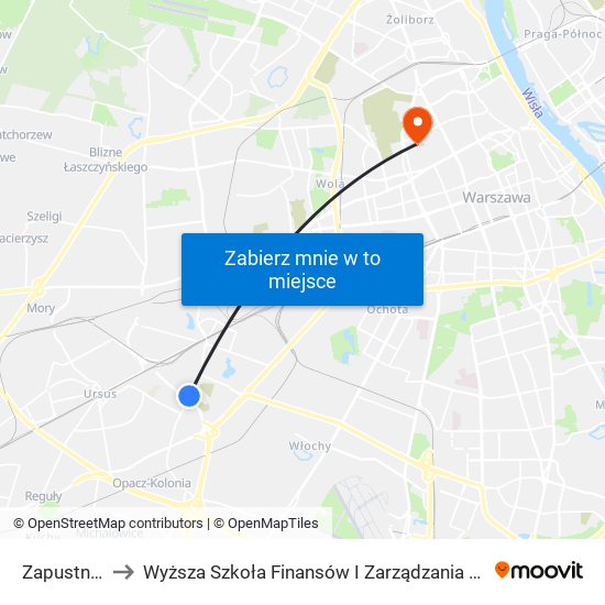 Zapustna to Wyższa Szkoła Finansów I Zarządzania W Warszawie map