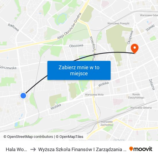 Hala Wola 01 to Wyższa Szkoła Finansów I Zarządzania W Warszawie map