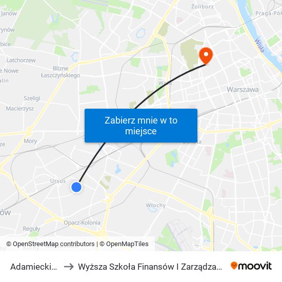 Adamieckiego 02 to Wyższa Szkoła Finansów I Zarządzania W Warszawie map