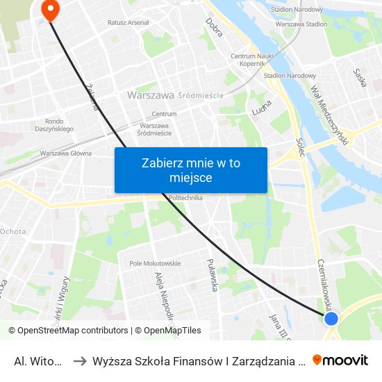 Al. Witosa 02 to Wyższa Szkoła Finansów I Zarządzania W Warszawie map
