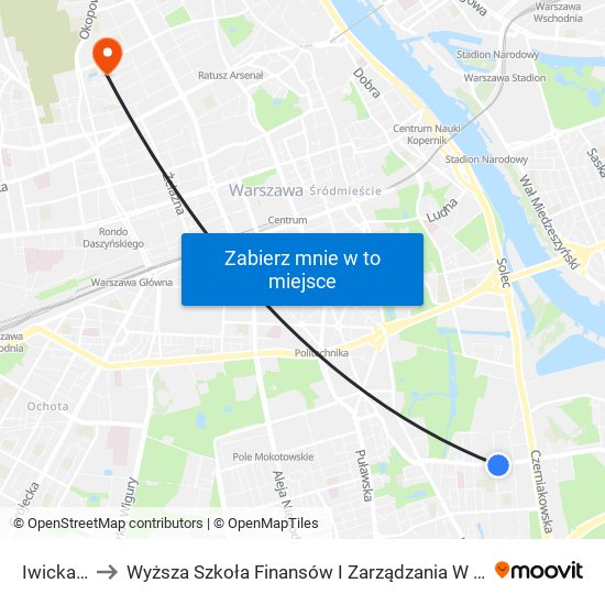 Iwicka 01 to Wyższa Szkoła Finansów I Zarządzania W Warszawie map