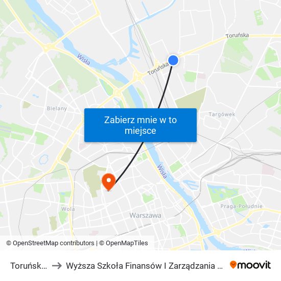 Toruńska 06 to Wyższa Szkoła Finansów I Zarządzania W Warszawie map