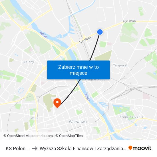 KS Polonez 02 to Wyższa Szkoła Finansów I Zarządzania W Warszawie map