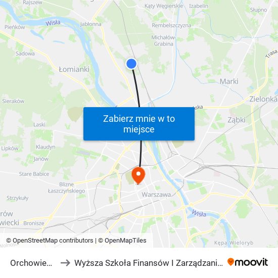 Orchowiecka 02 to Wyższa Szkoła Finansów I Zarządzania W Warszawie map