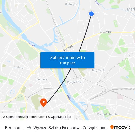 Berensona 02 to Wyższa Szkoła Finansów I Zarządzania W Warszawie map