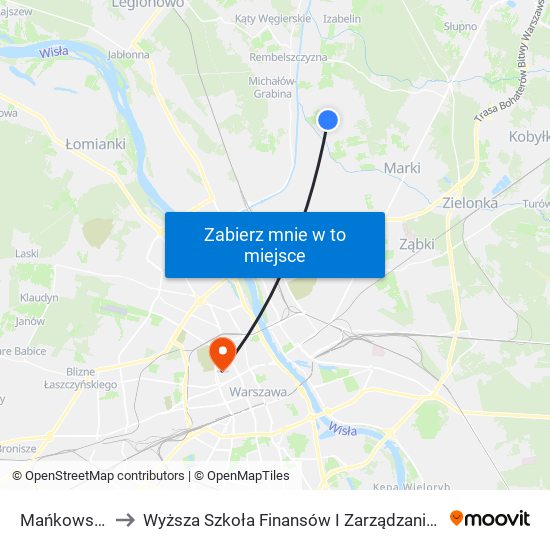 Mańkowska 02 to Wyższa Szkoła Finansów I Zarządzania W Warszawie map