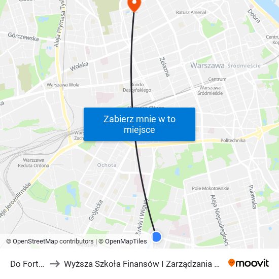 Do Fortu 01 to Wyższa Szkoła Finansów I Zarządzania W Warszawie map