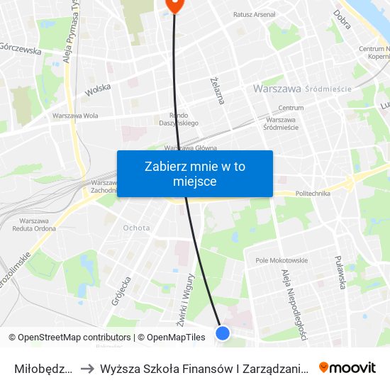 Miłobędzka 01 to Wyższa Szkoła Finansów I Zarządzania W Warszawie map