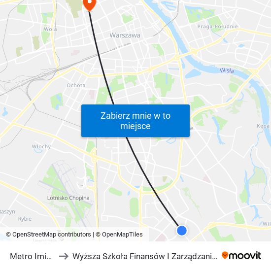 Metro Imielin 01 to Wyższa Szkoła Finansów I Zarządzania W Warszawie map