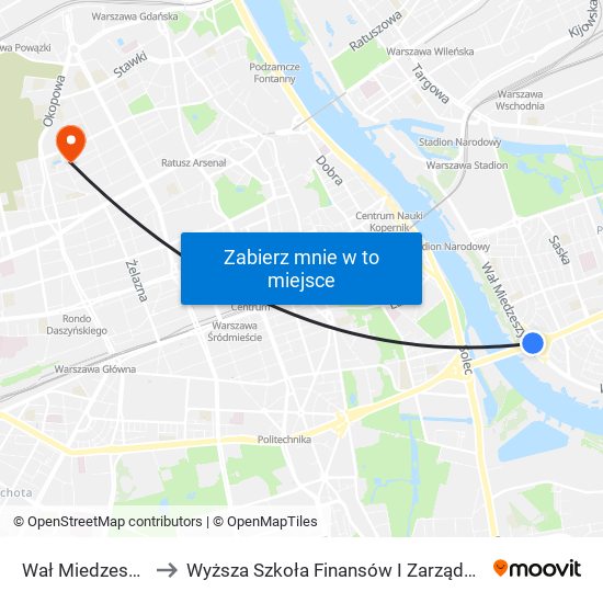 Wał Miedzeszyński to Wyższa Szkoła Finansów I Zarządzania W Warszawie map