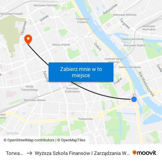 Torwar 02 to Wyższa Szkoła Finansów I Zarządzania W Warszawie map