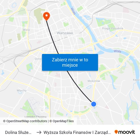 Dolina Służewiecka to Wyższa Szkoła Finansów I Zarządzania W Warszawie map