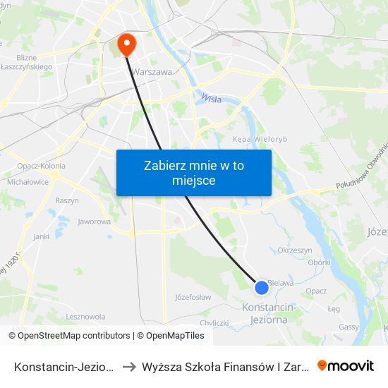 Konstancin-Jeziorna Borowa to Wyższa Szkoła Finansów I Zarządzania W Warszawie map