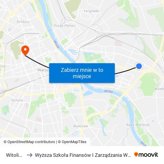 Witolin to Wyższa Szkoła Finansów I Zarządzania W Warszawie map