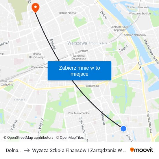 Dolna 04 to Wyższa Szkoła Finansów I Zarządzania W Warszawie map