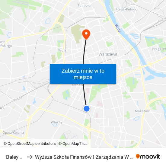 Baleya 01 to Wyższa Szkoła Finansów I Zarządzania W Warszawie map