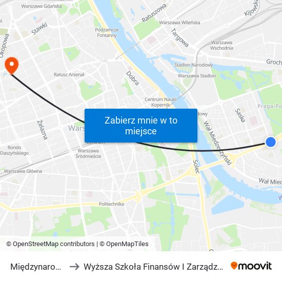 Międzynarodowa 02 to Wyższa Szkoła Finansów I Zarządzania W Warszawie map