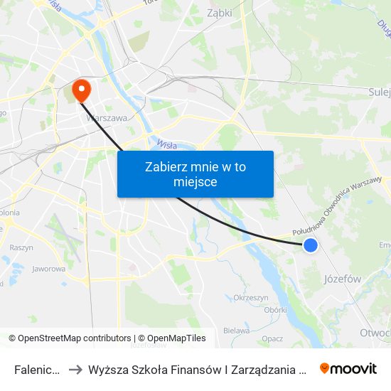 Falenica 01 to Wyższa Szkoła Finansów I Zarządzania W Warszawie map