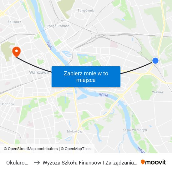 Okularowa 01 to Wyższa Szkoła Finansów I Zarządzania W Warszawie map