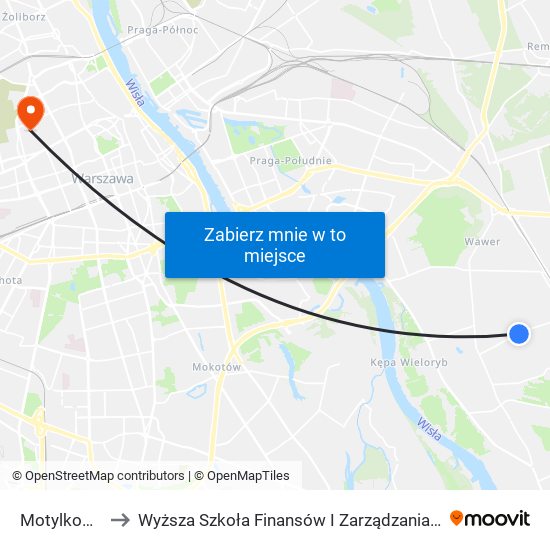 Motylkowa 01 to Wyższa Szkoła Finansów I Zarządzania W Warszawie map