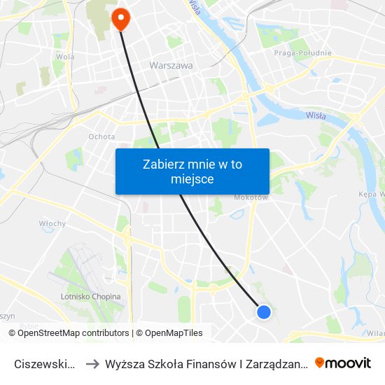 Ciszewskiego 02 to Wyższa Szkoła Finansów I Zarządzania W Warszawie map