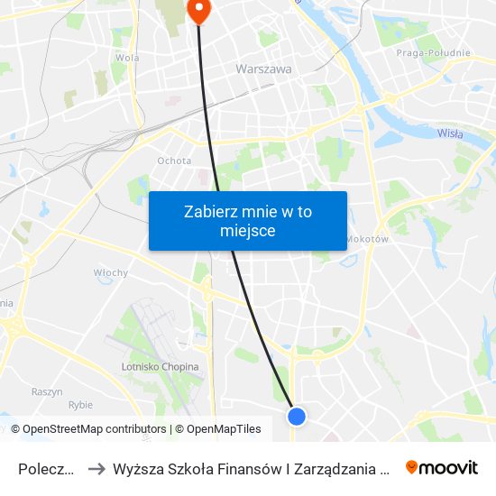 Poleczki 03 to Wyższa Szkoła Finansów I Zarządzania W Warszawie map