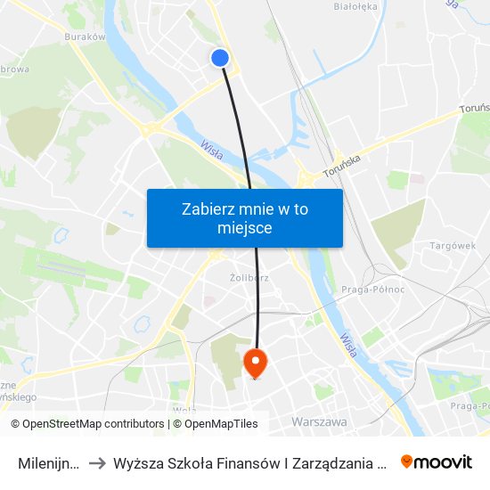 Milenijna 01 to Wyższa Szkoła Finansów I Zarządzania W Warszawie map