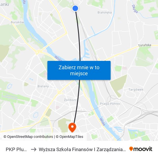 PKP Płudy to Wyższa Szkoła Finansów I Zarządzania W Warszawie map